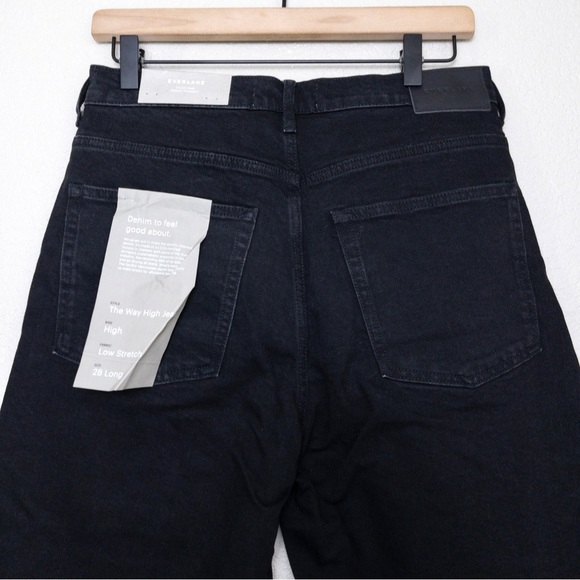 NWT Everlane The Way High Waisted Jean 28 Long Raw Hem Straight Wide Leg Organic - Picture 10 of 12